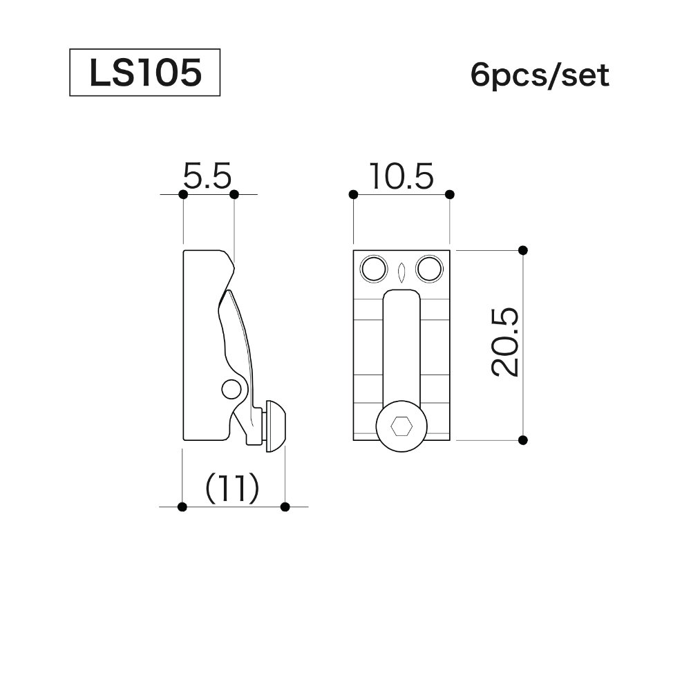 GOTOH ゴトー LS105 G ゴールド ロック機構付き エレキギター用サドル サイズ詳細