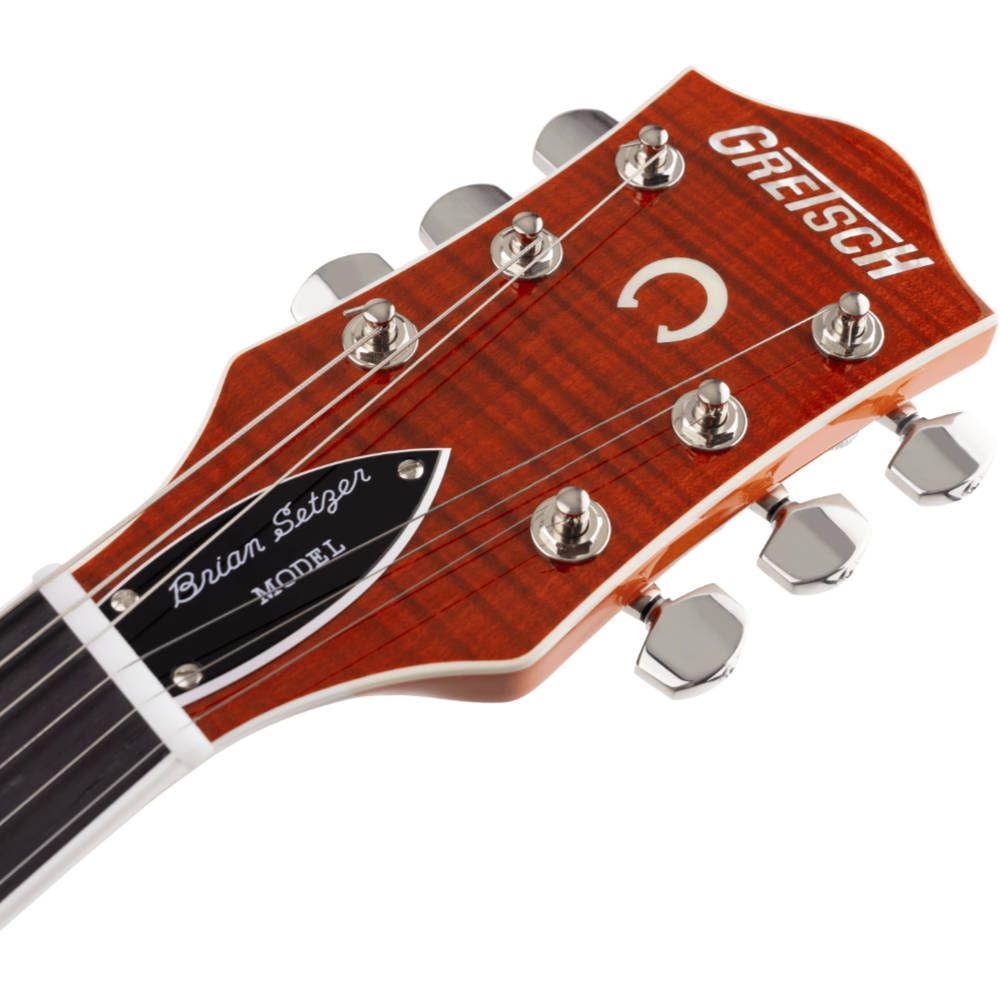 GRETSCH グレッチ G6120TFM-BSNV Brian Setzer Signature Nashville Hollow Body with Bigsby and Flame Maple Orange Stain エレキギター ヘッド画像