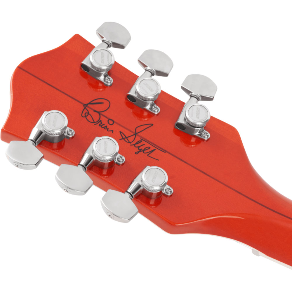 GRETSCH グレッチ G6120TFM-BSNV Brian Setzer Signature Nashville Hollow Body with Bigsby and Flame Maple Orange Stain エレキギター ヘッドバック画像