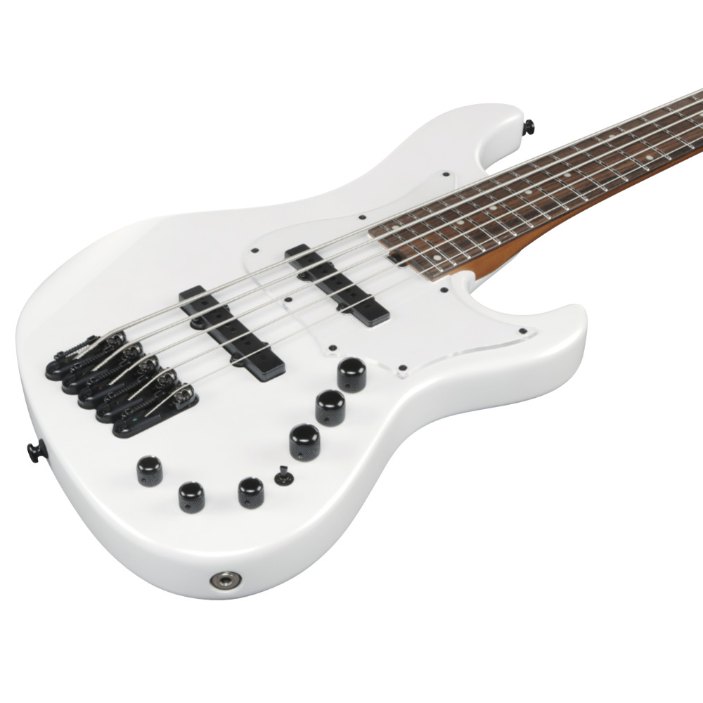 IBANEZ アイバニーズ MDM1005-PW Mode Series Pearl White 5弦エレキベース ボディ斜めアングル画像
