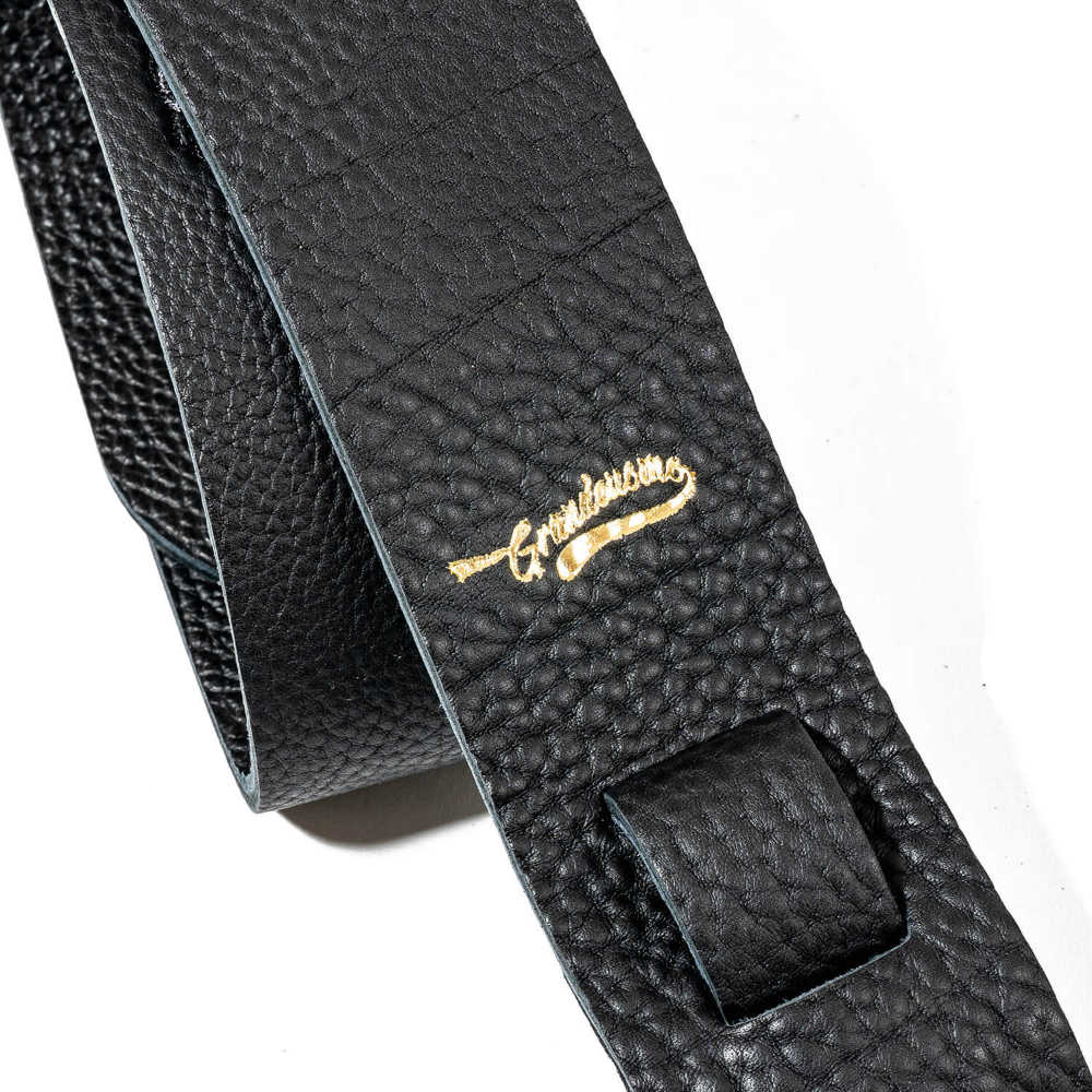 Grande uomo グランデウオモ KOS-ZC50-BK ずり落ちキャット 50mm BK/BK ギターストラップ ロゴ画像