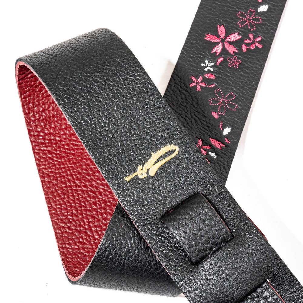 Grande uomo グランデウオモ KOS-RS50-CB 紅桜 50mm BK/CB ギターストラップ ロゴ画像