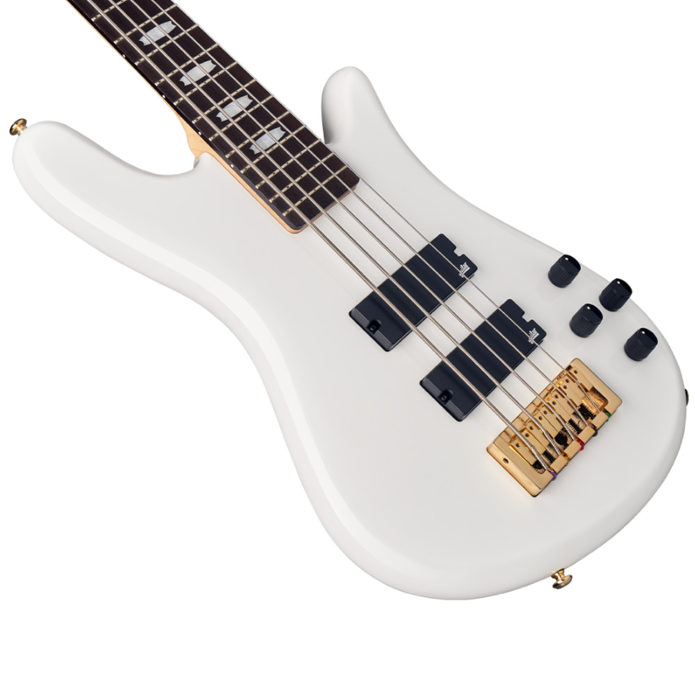 エレキベース 5弦ベース Spector Icon NS-5 Bolt-On WH Gloss スペクター アイコンシリーズ White ホワイトグロス ボディ斜めアングル画像