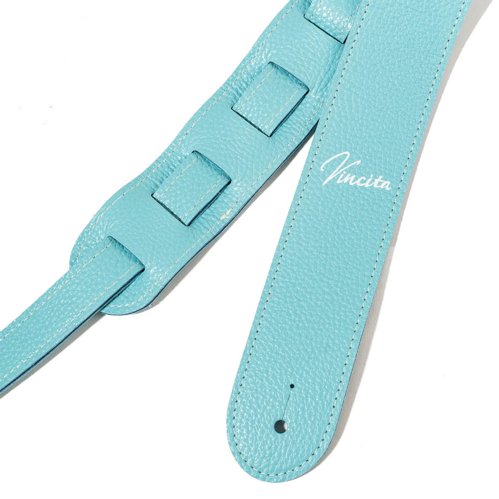 Grande uomo × Vincita Collaboration Strap Turquoise Blue ベースストラップ ギターストラップ ロゴ画像