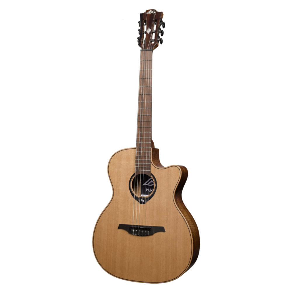 エレガットギター LAG GUITARS HV10-N-ACE NEW HYVIBEシリーズ スマートギター クラシックギター 右斜めアングル画像