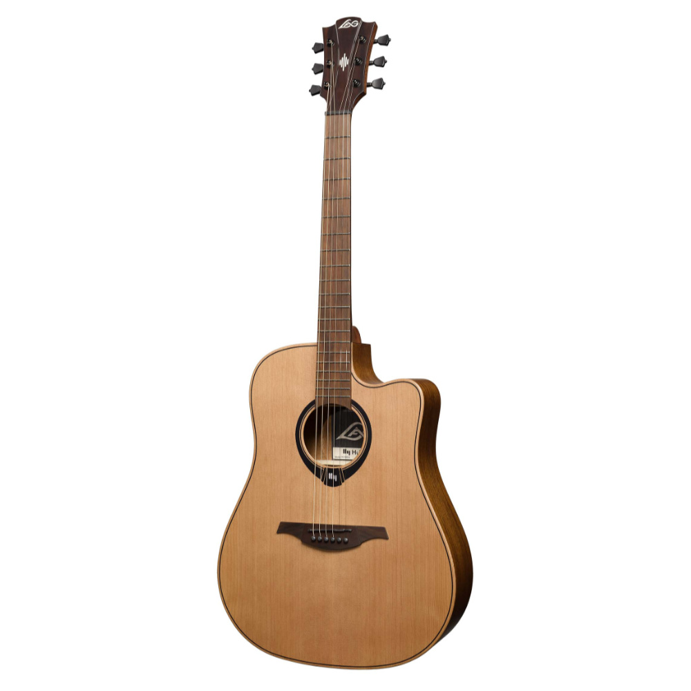 アコースティックギター LAG GUITARS HV10DCE NEW HYVIBEシリーズ スマートギター ドレッドノートサイズ 右斜めアングル画像