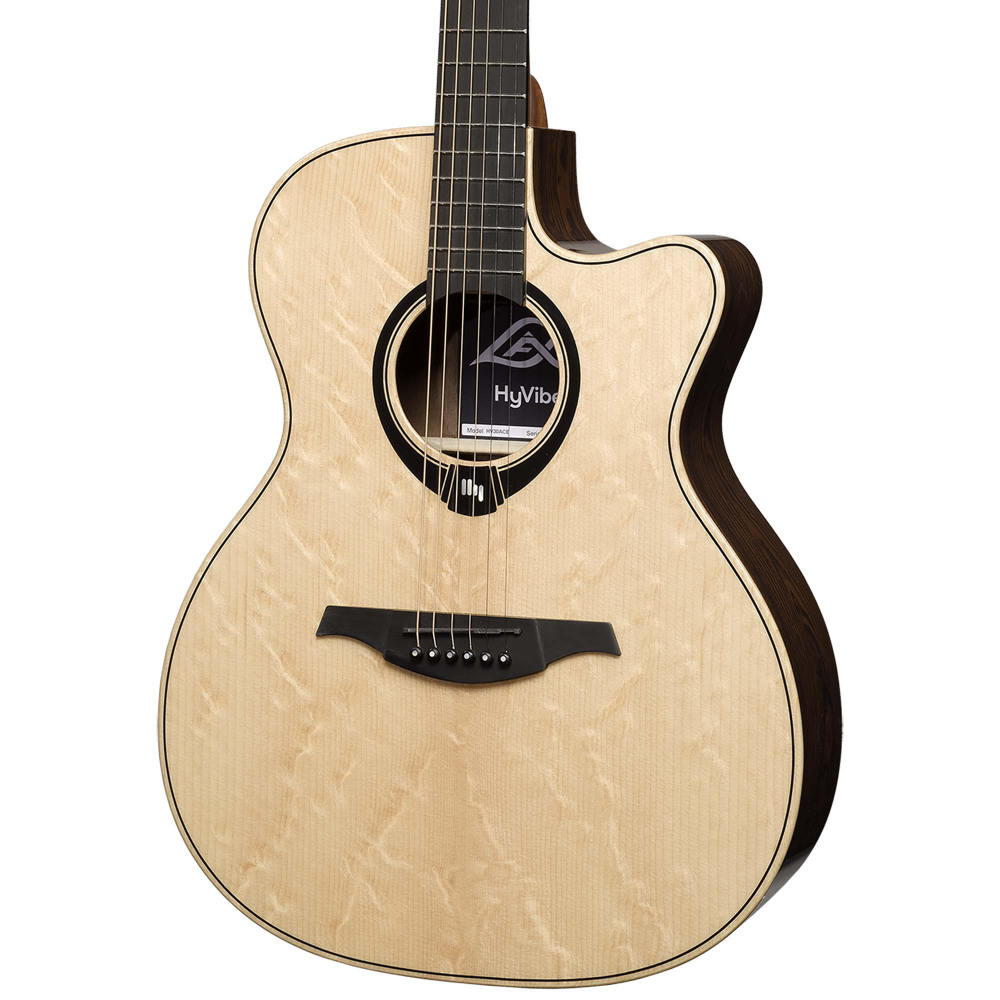 アコースティックギター LAG GUITARS HV30ACE NEW HYVIBEシリーズ スマートギター オーディトリアムサイズ ローズウッドバック＆サイド ボディ右斜め画像