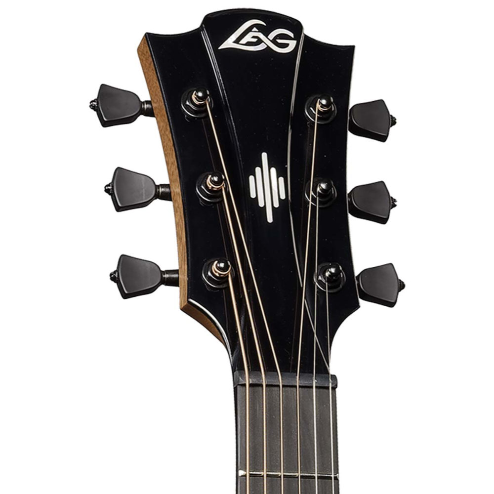 アコースティックギター LAG GUITARS HV50ACE NEW HYVIBEシリーズ スマートギター オーディトリアムサイズ マッカーサーエボニーバック＆サイド ヘッド画像