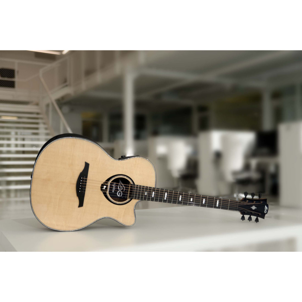 アコースティックギター LAG GUITARS HV50ACE NEW HYVIBEシリーズ スマートギター オーディトリアムサイズ マッカーサーエボニーバック＆サイド イメージ画像