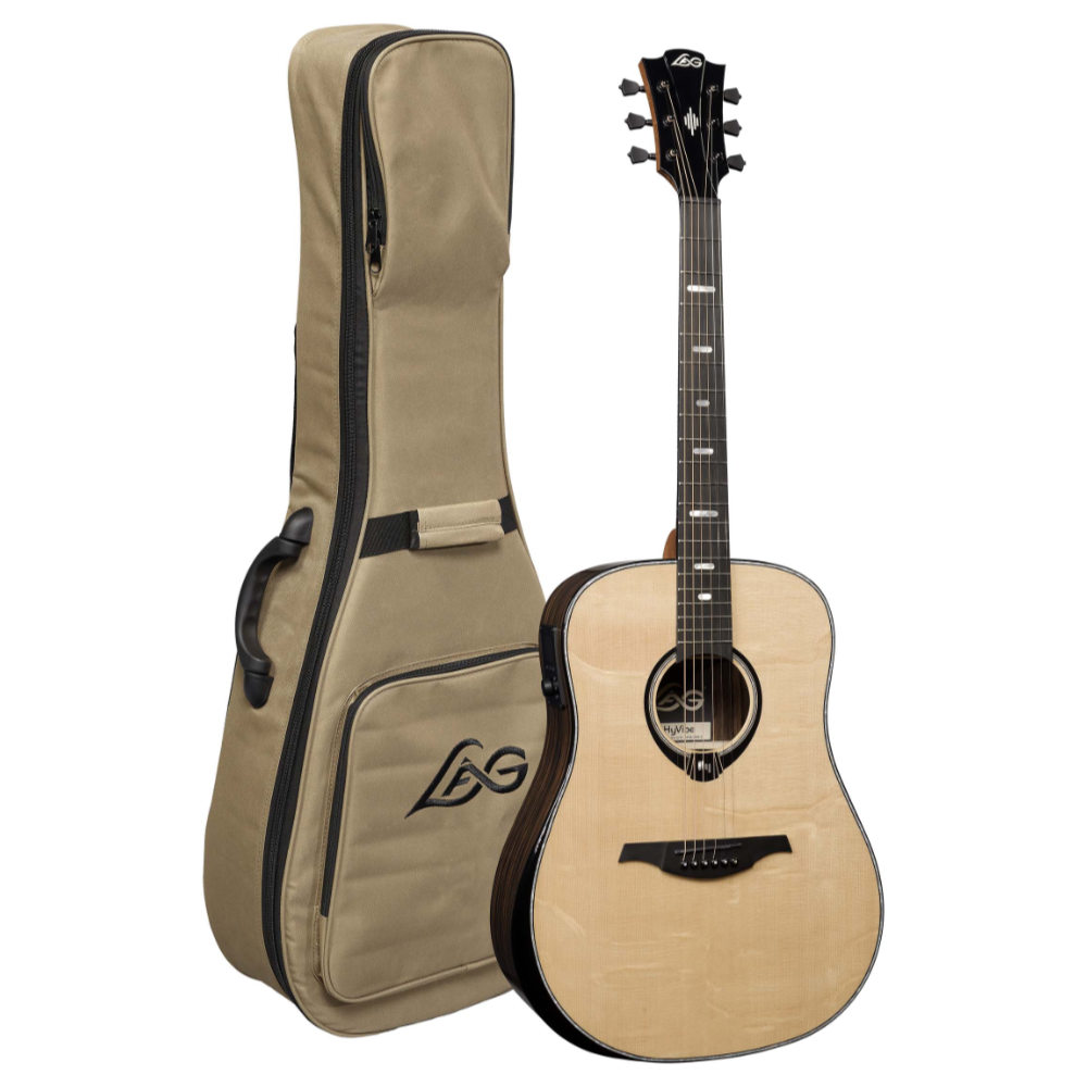 アコースティックギター LAG GUITARS HV50DE NEW HYVIBEシリーズ スマートギター ドレッドノートサイズ マッカーサーエボニーバック＆サイド