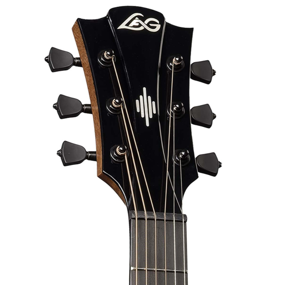 アコースティックギター LAG GUITARS HV50DE NEW HYVIBEシリーズ スマートギター ドレッドノートサイズ マッカーサーエボニーバック＆サイド ヘッド画像