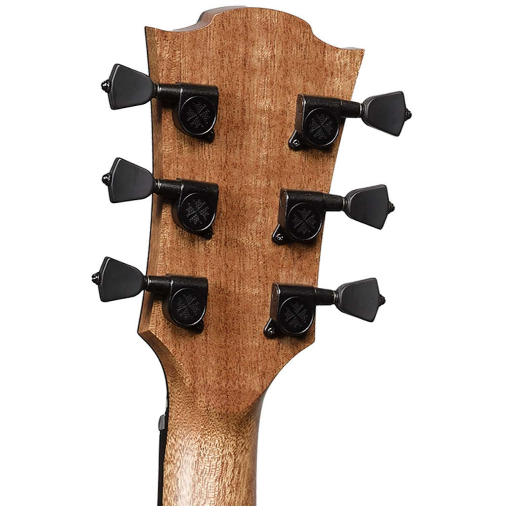 アコースティックギター LAG GUITARS HV50DE NEW HYVIBEシリーズ スマートギター ドレッドノートサイズ マッカーサーエボニーバック＆サイド ヘッドバック画像