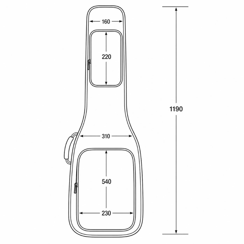 KIKUTANI キクタニ GVB-10B YLW エレキベース用ギグバッグ イエロー サイズ図画像
