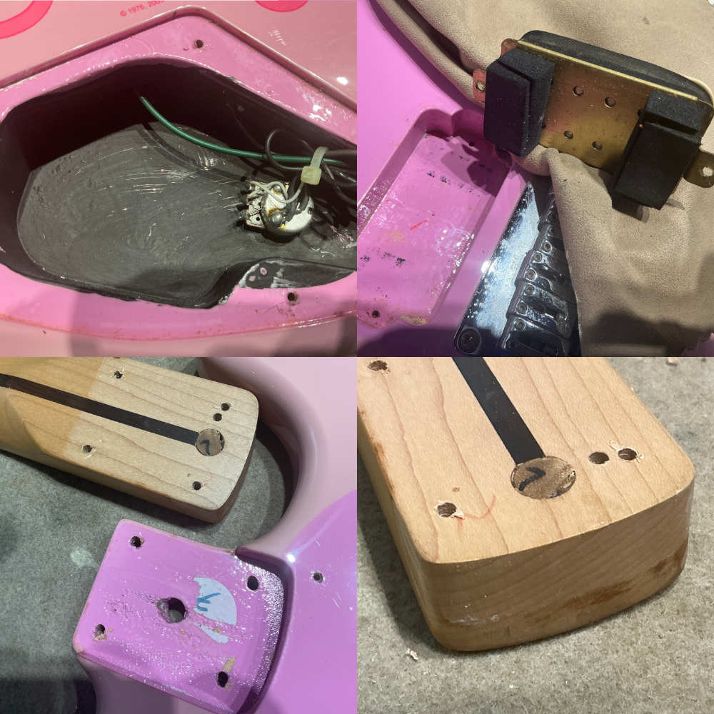 【中古】 Squier by Fender スクワイヤー Hello Kitty Stratocaster 2000年代 初期モデル ハローキティ ストラトキャスター エレキギター 内部