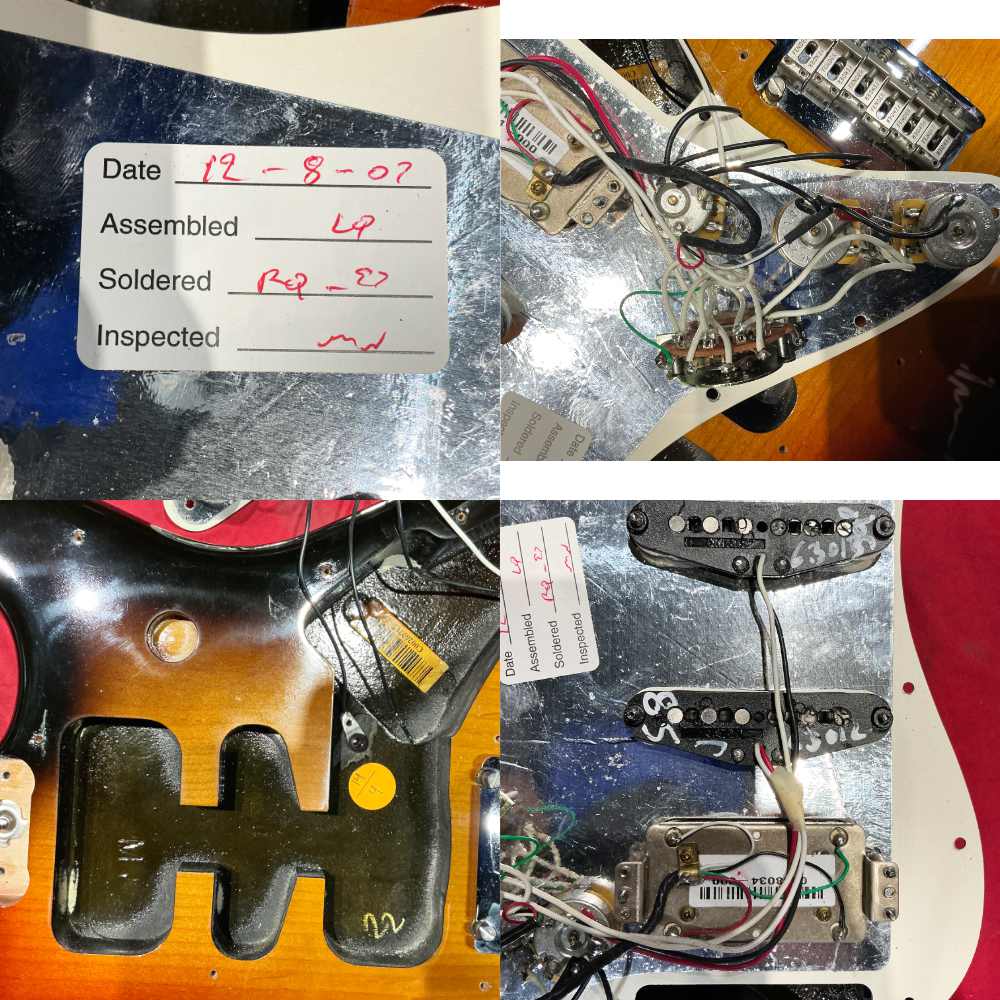 【中古】 エレキギター Fender American Standard Stratocaster HSS Maple Fingerboard 3TS 2007年製 フェンダー アメリカンスタンダード 内部