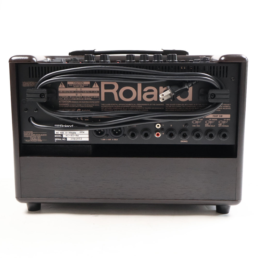 【中古】 アコギアンプ ローランド ROLAND AC-60-RW アコースティックギター用アンプ アコギアンプ ローズウッド調 背面