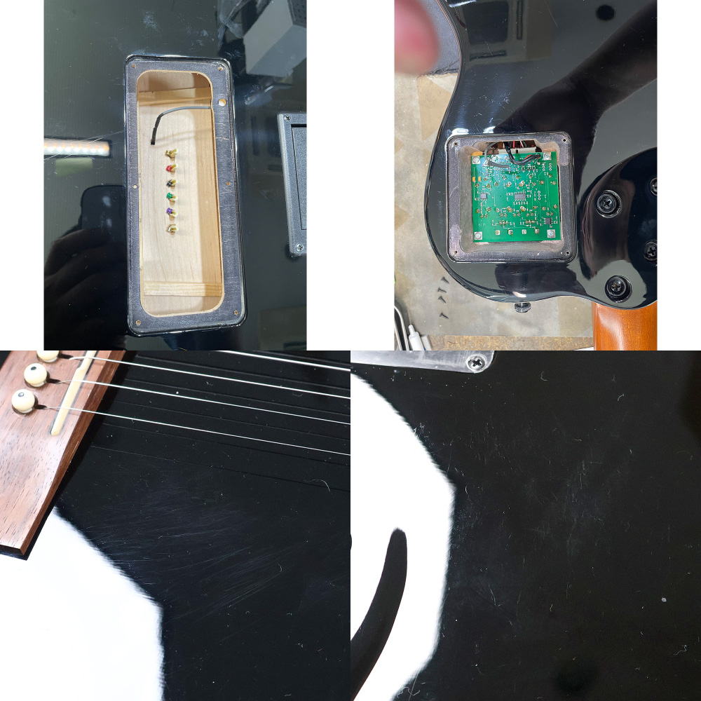 【中古】 Godin A6 Ultra Black 2013年製 ハムバッカー+ピエゾピックアップ搭載 ゴダン ピックアップ、傷