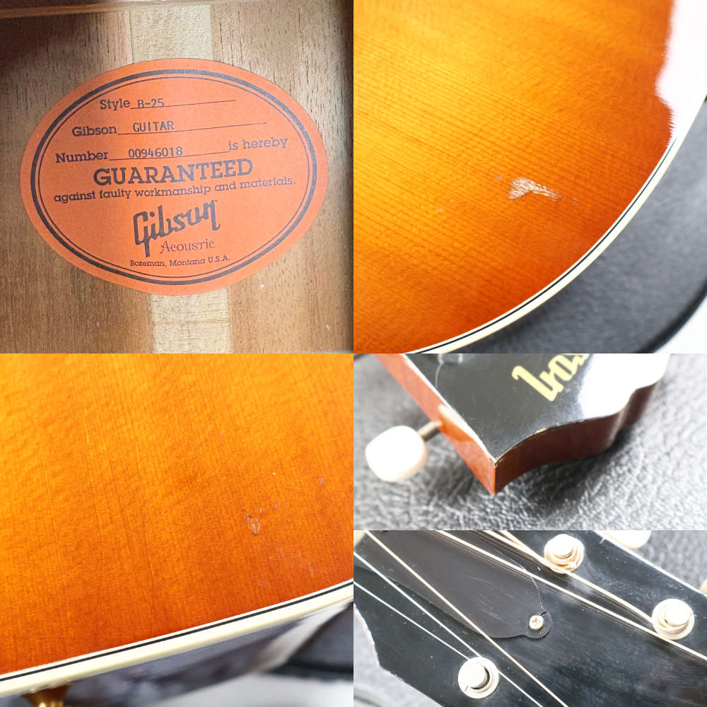 【中古】 アコースティックギター Gibson B-25 Sunburst 2006年製 ギブソン B25 アジャスタブルサドル仕様 内部 傷