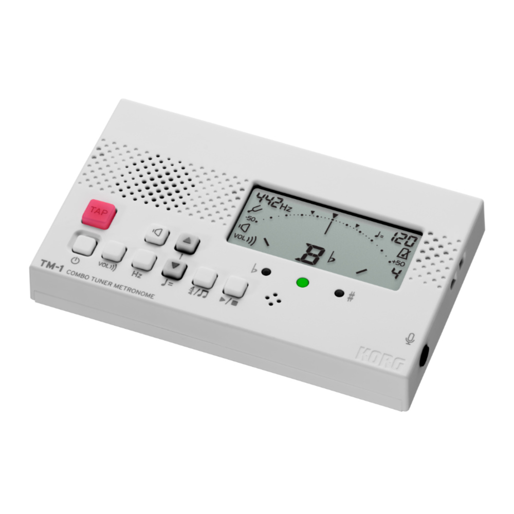 チューナーメトロノーム コルグ KORG TM-1 WH 吹奏楽 管楽器 弦楽器 ブラスバンド オーケストラ チューナー&メトロノーム 斜めアングル画像