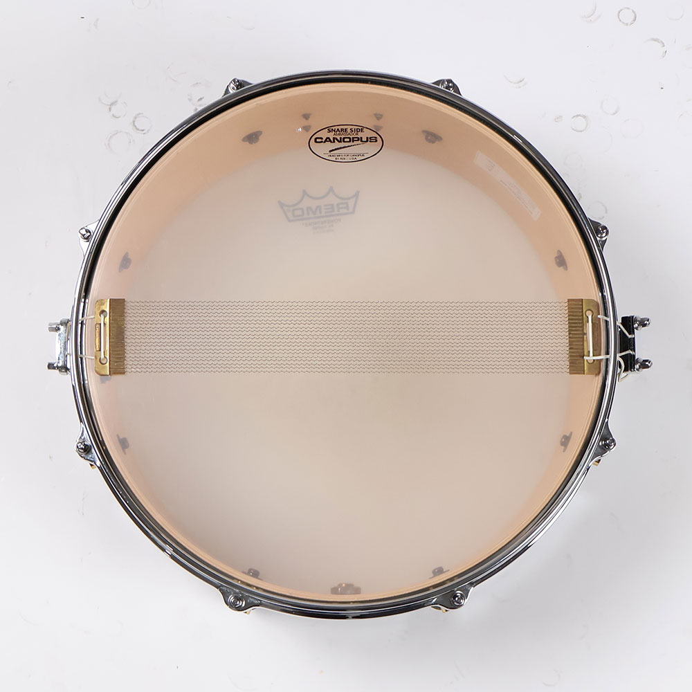 【中古】 スネアドラム カノウプス CANOPUS M-1455 Ebony LQ Mat The Maple Snare Drum 14x5.5 メイプルシェル 裏面