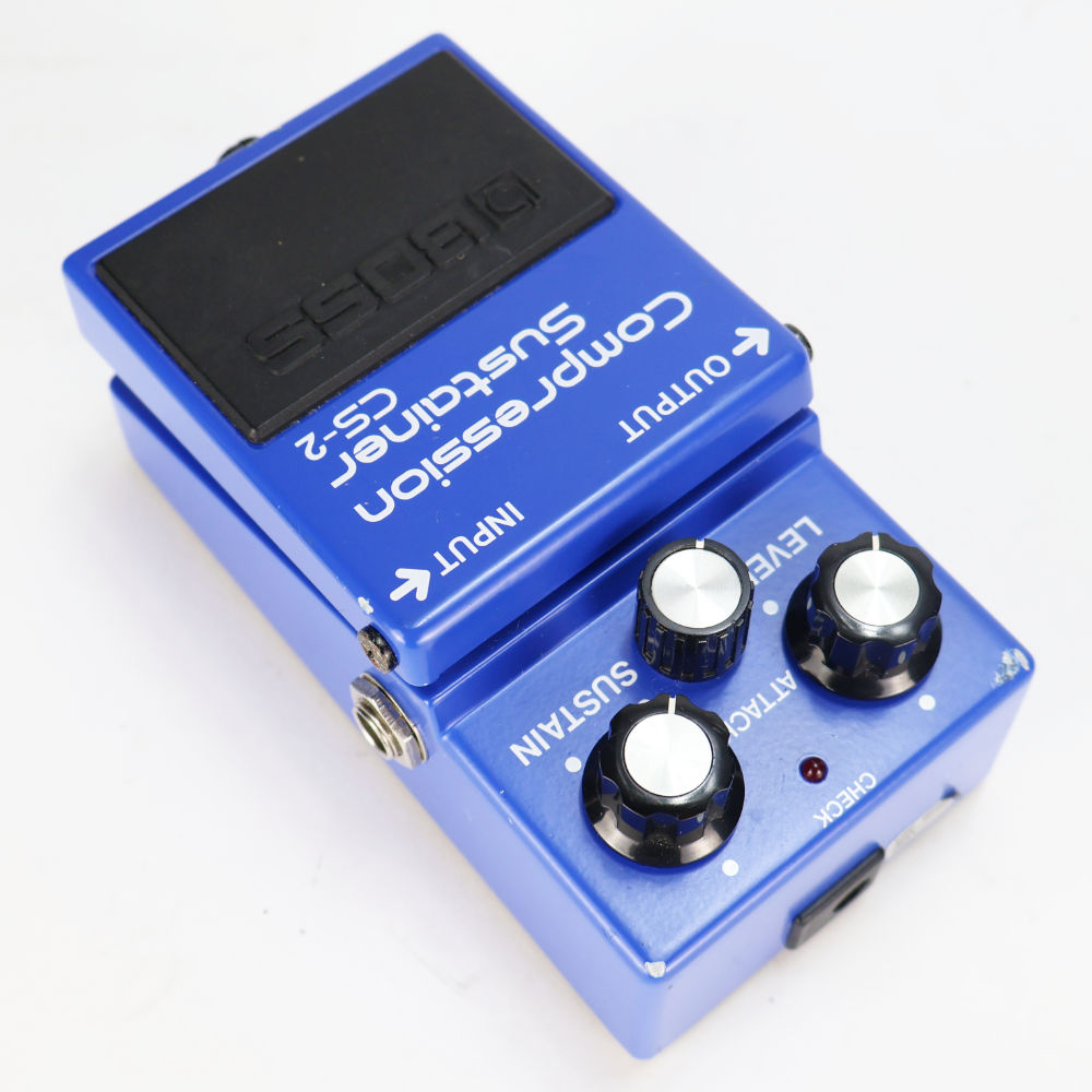 【中古】コンプレッサー エフェクター BOSS CS-2 Compression Sustainer Made in Japan ギターエフェクター 本体画像 斜め 