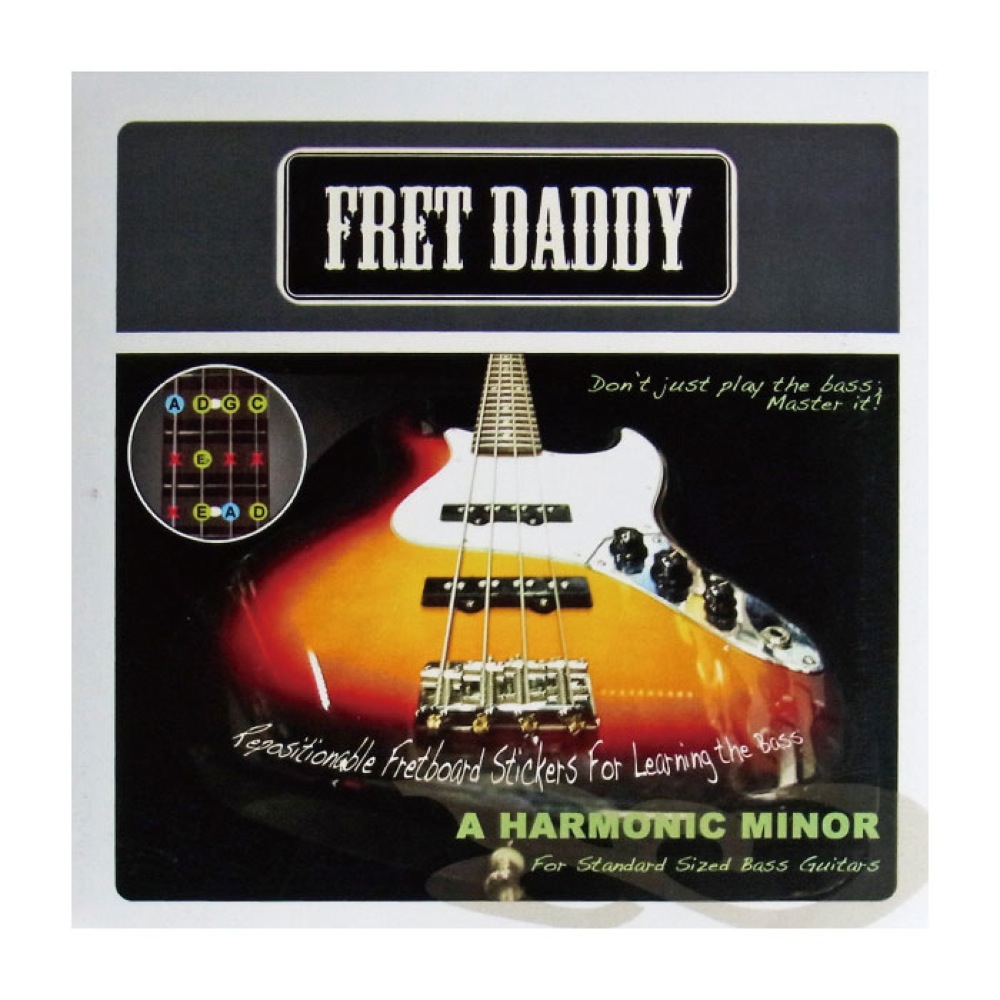 Fret Daddy スケール教則シール ハーモニックマイナースケール（Aスケール）ベース用