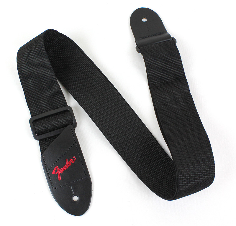 FENDER Economy Strap RED 2" Black Polyester Logo Straps フェンダーエコノミーギターストラップ ブラック レッドロゴ