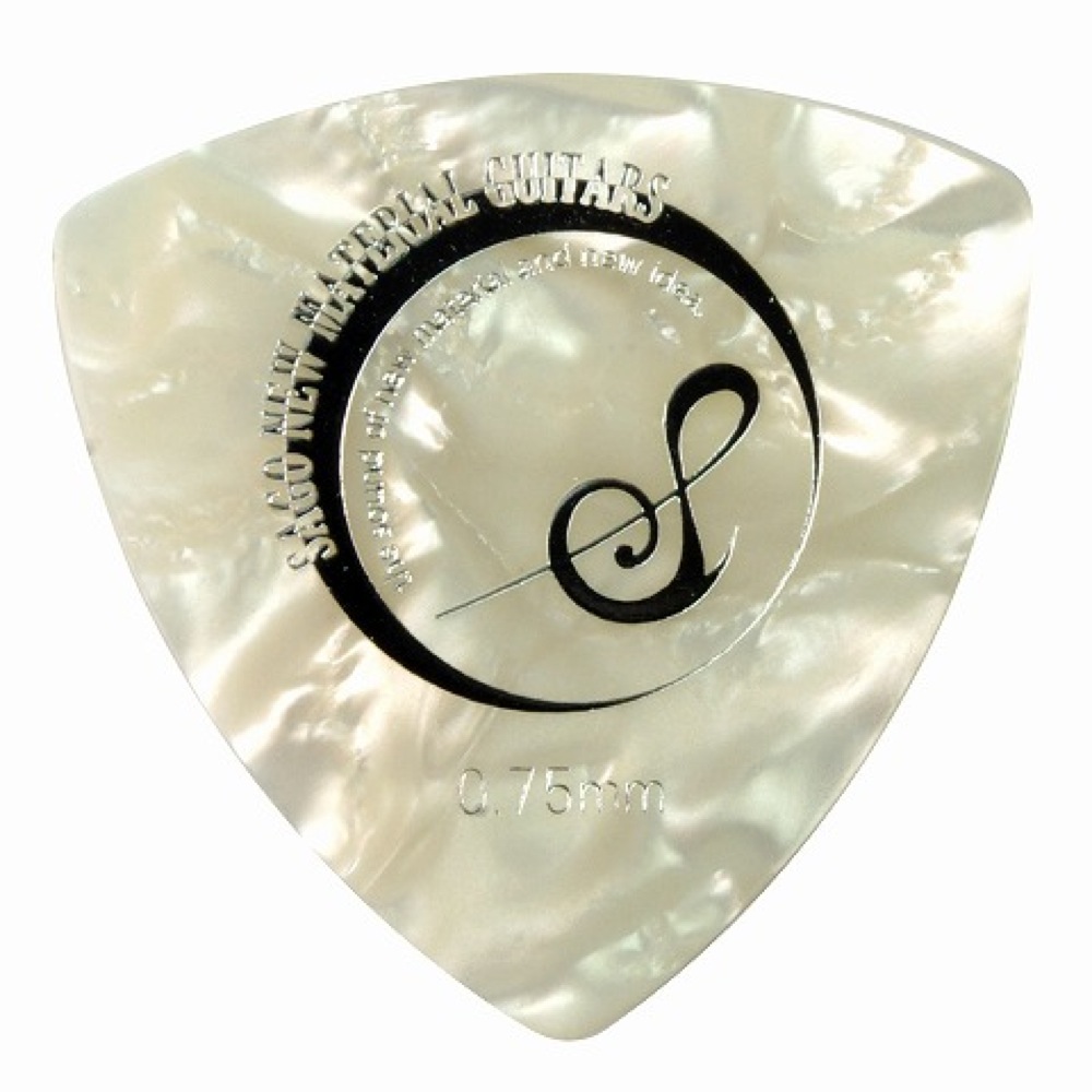 Sago Original Guitar Pick Triangle 0.75mm White Pearl Cellulose ピック×10枚