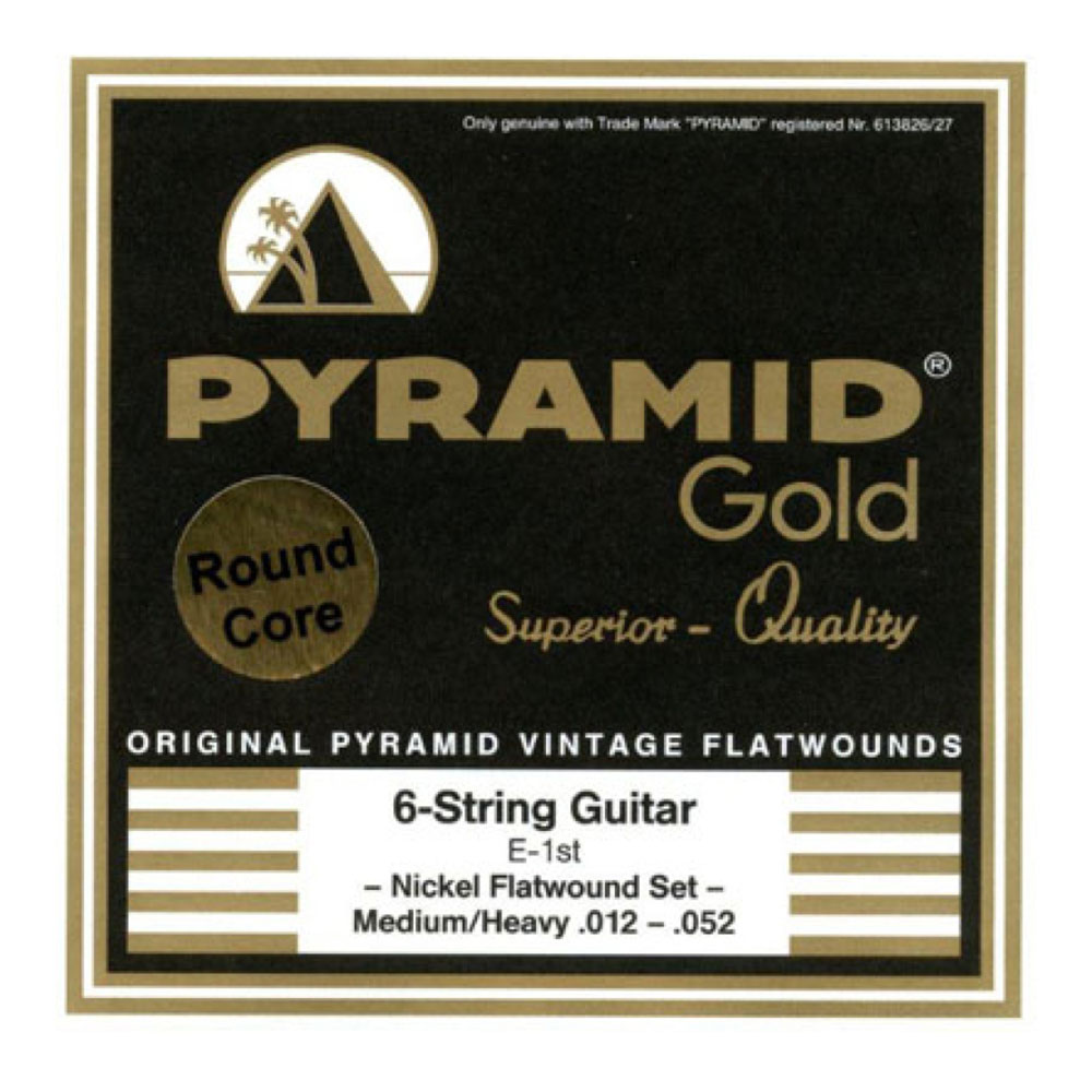 PYRAMID STRINGS EG Gold 012-052 chrome nickel flatwounds on round core フラットワウンド エレキギター弦×3セット