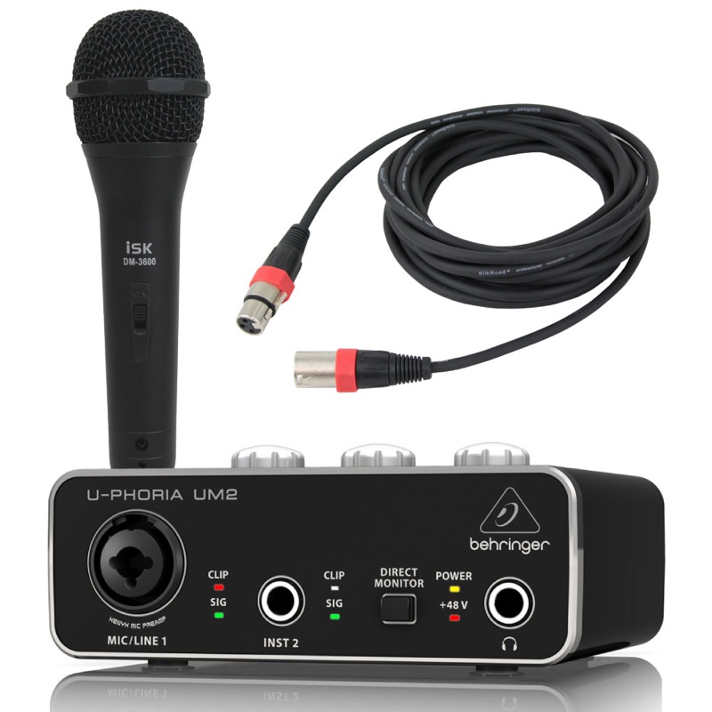 BEHRINGER UM2 U-PHORIA オーディオインターフェース iSKダイナミックマイク＋3mマイクケーブル付き セット