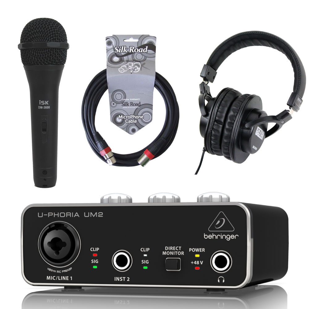 BEHRINGER UM2 U-PHORIA オーディオインターフェース iSKダイナミックマイク+5mマイクケーブル+SD GAZERヘッドホン付き セット