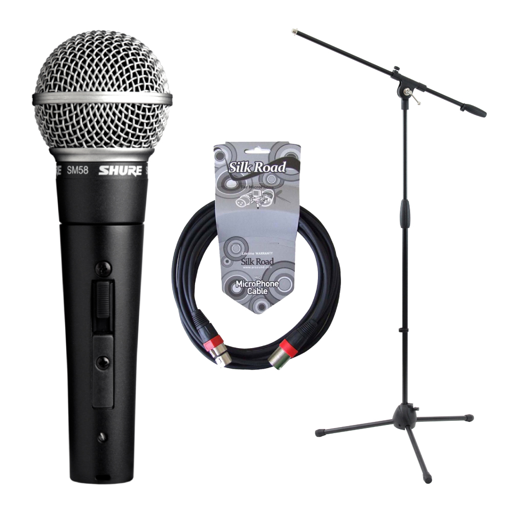 SHURE SM58SE ダイナミックマイク ブームマイクスタンド マイクケーブル 3点セット