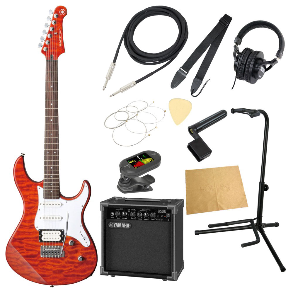 YAMAHA PACIFICA212VQM CMB エレキギター YAMAHA GA15II アンプ付き 入門11点セット