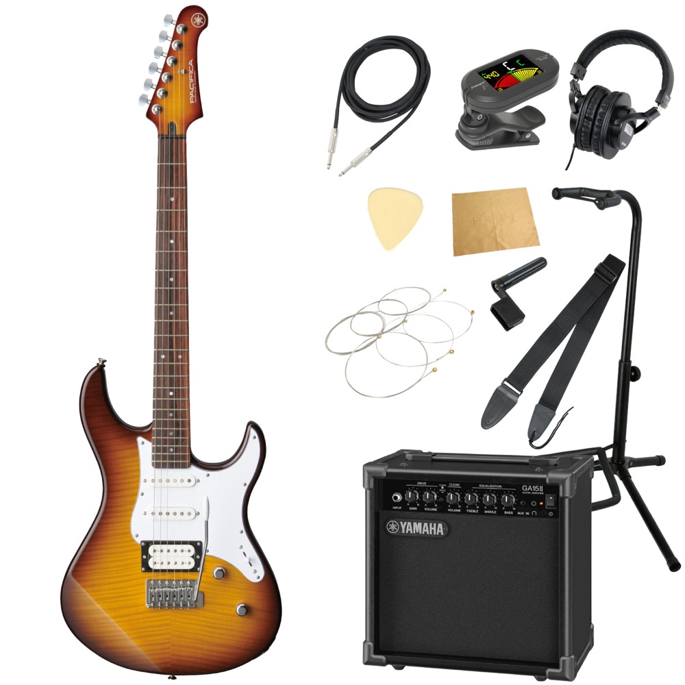 YAMAHA PACIFICA212VFM TBS エレキギター ヤマハ GA15II アンプ付き 入門11点セット