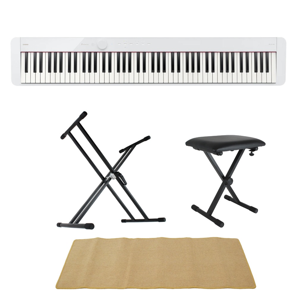 CASIO Privia PX-S1100 WE 電子ピアノ スタンド ベンチ マット 4点セット [鍵盤 BMset]