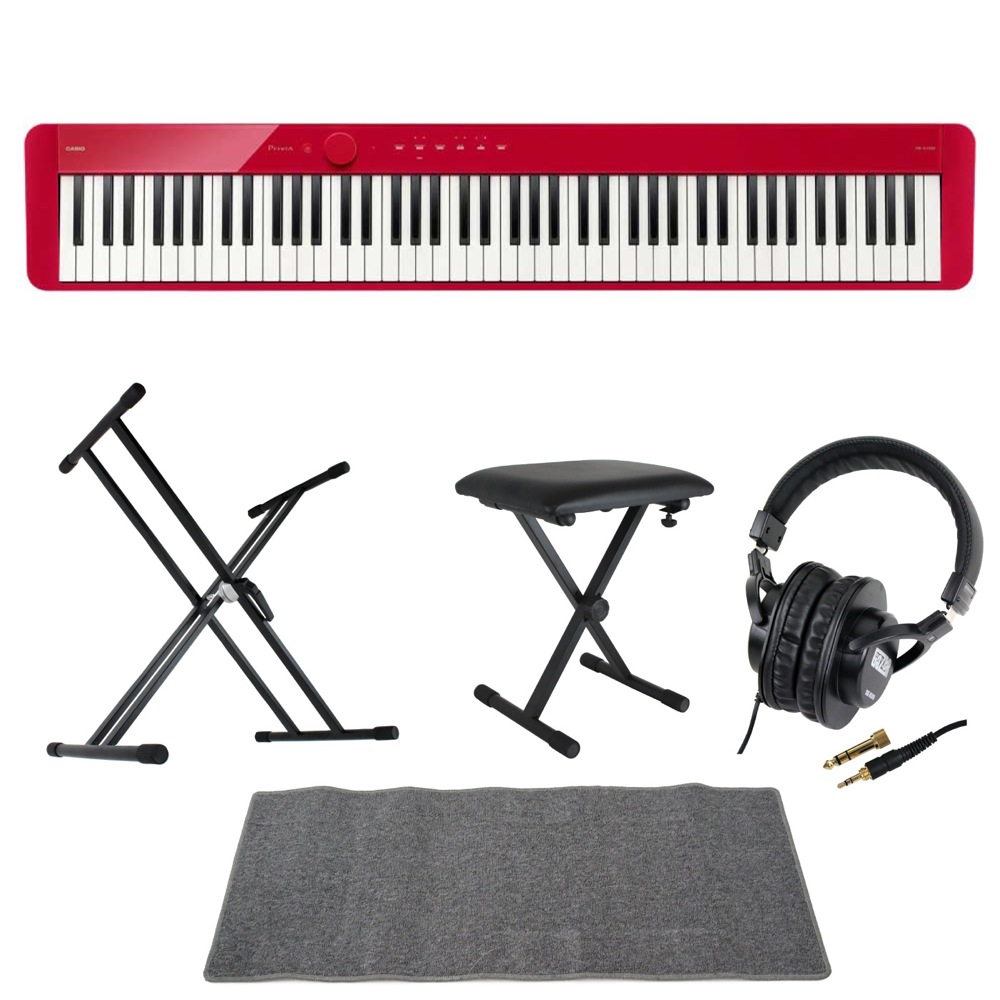 CASIO Privia PX-S1100 RD 電子ピアノ スタンド ベンチ ヘッドホン マット 5点セット [鍵盤 FMset]
