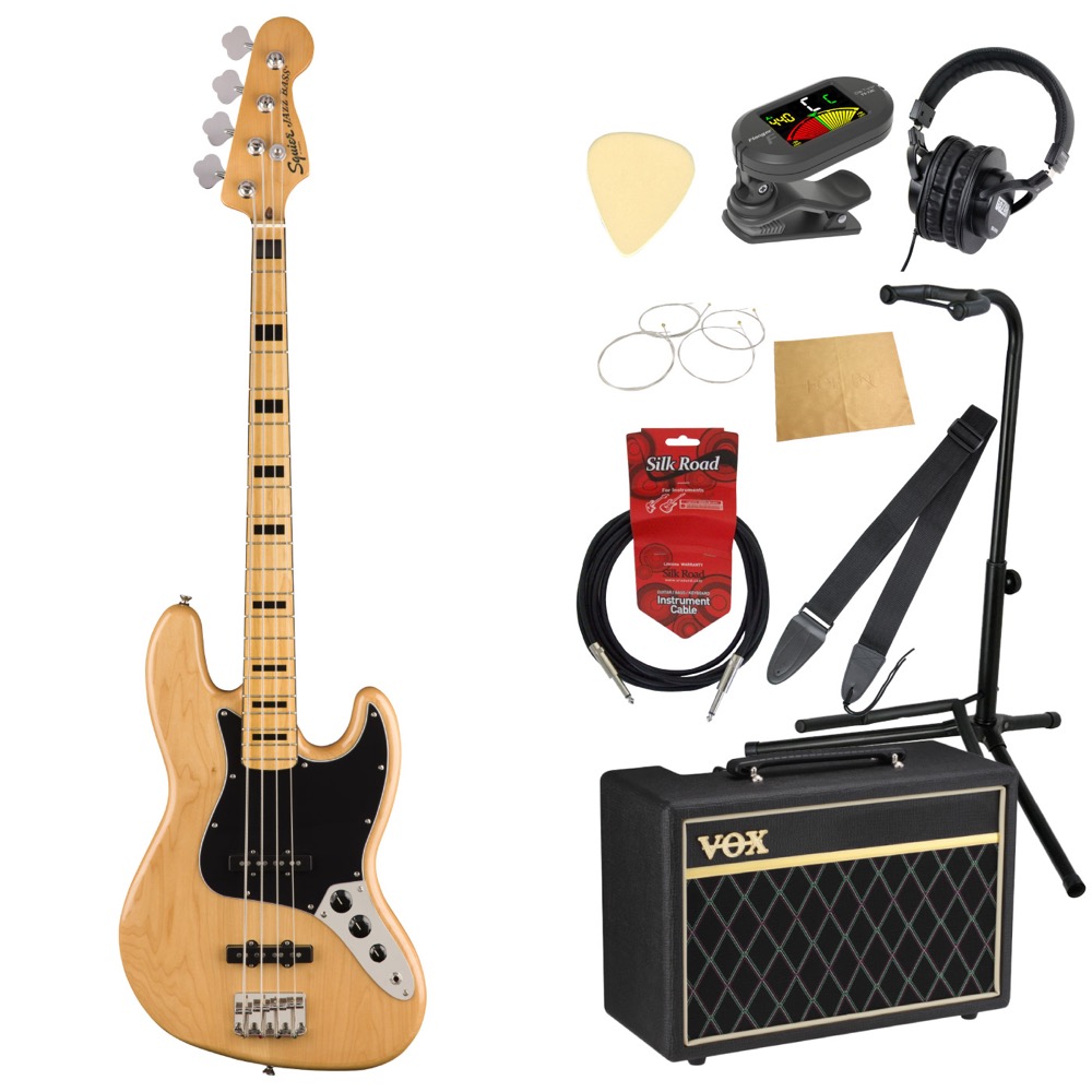 Squier Classic Vibe ’70s Jazz Bass NAT MN エレキベース VOXアンプ付き 入門10点セット