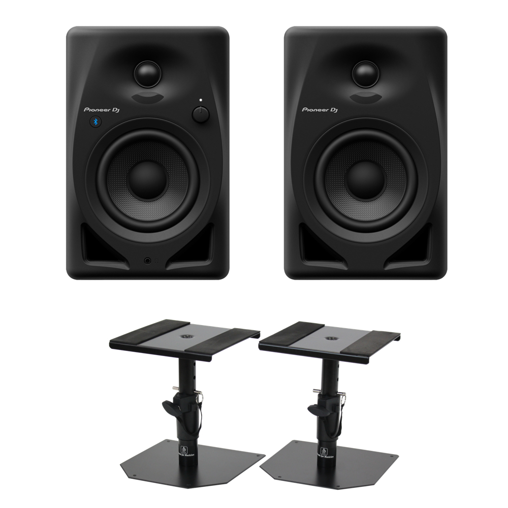 Pioneer DJ DM-40D-BT Black Bluetooth搭載 パワードモニタースピーカー 1ペア（2台） Dicon Audio SS-032R 卓上スタンド ペア セット