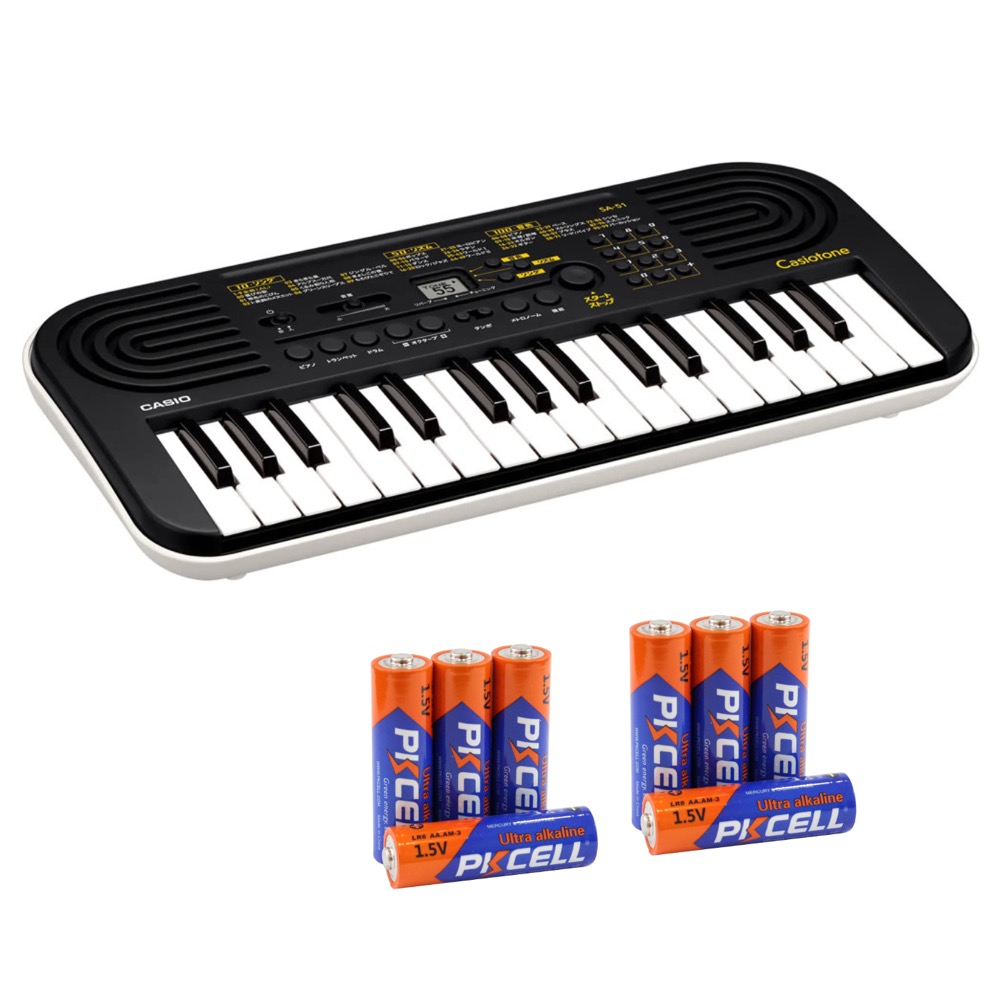 CASIO SA-51 Casiotone 32ミニ鍵盤 電子ミニキーボード ブラック 単3アルカリ電池 4本パック×2セット