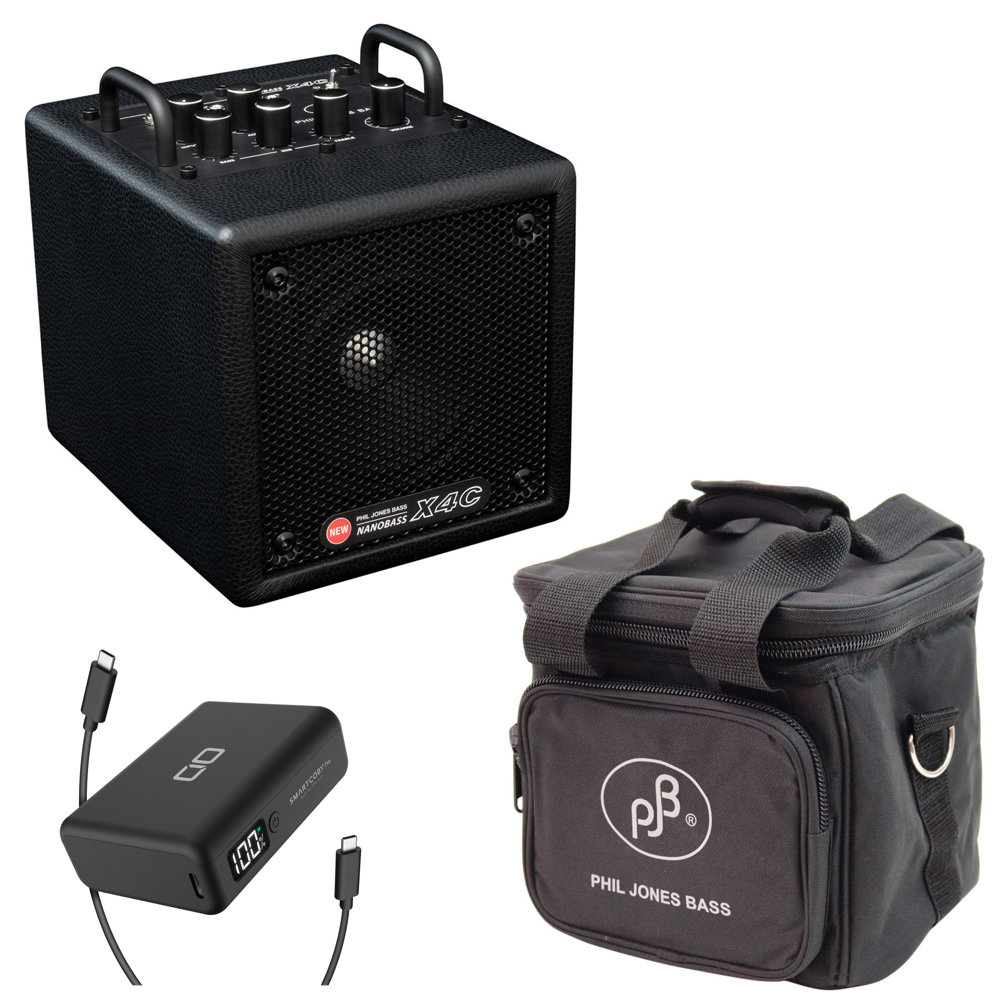 PHIL JONES BASS NANOBASS X4C Black 小型ベースアンプ コンボ メーカー推奨USBモバイルバッテリー&純正キャリングバッグセット