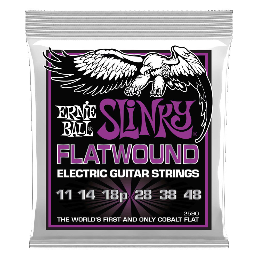 ERNIE BALL アーニーボール 2590 Flatwound Power Slinky 11-48（3弦プレーン） フラットワウンド エレキギター弦 パワースリンキー×3セット