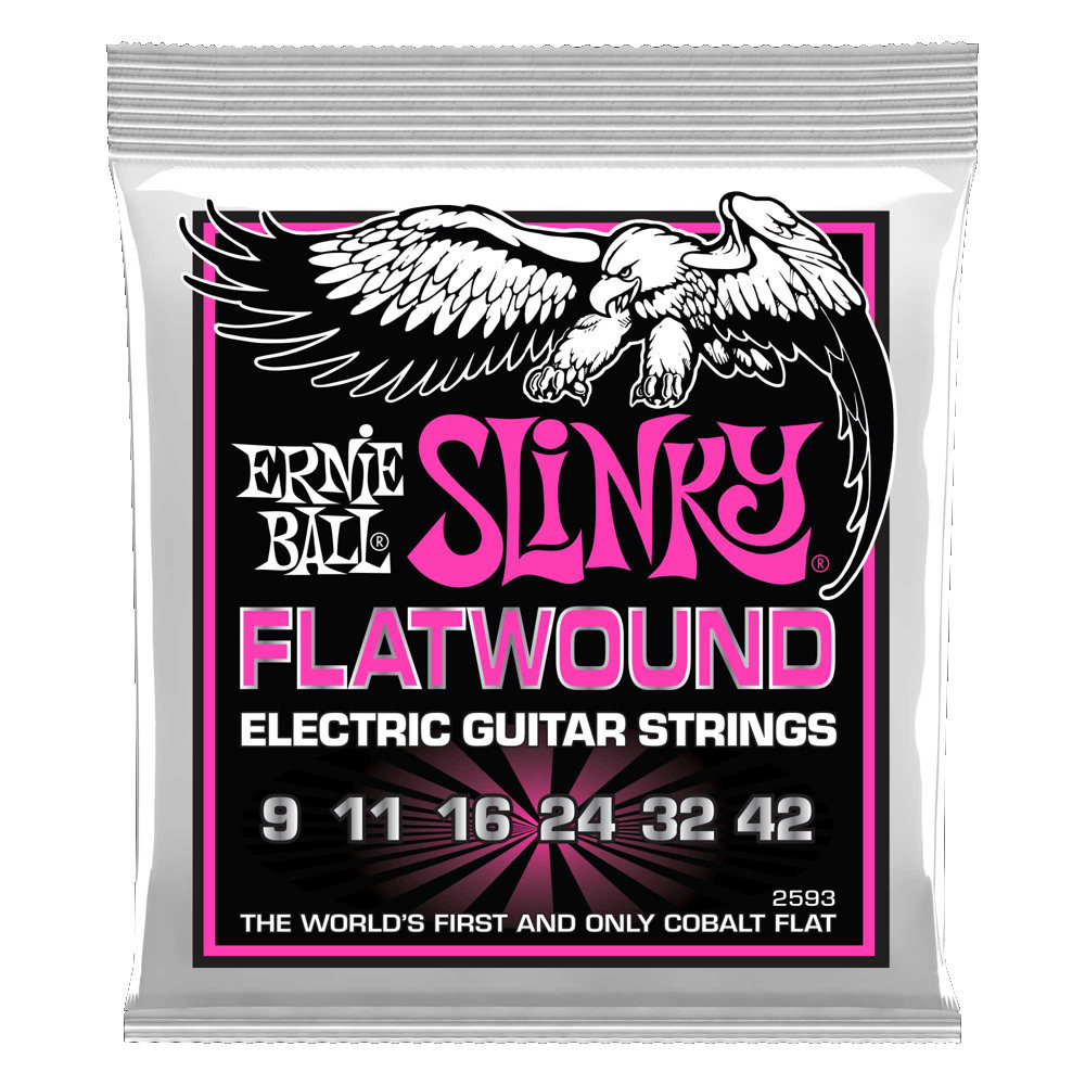 ERNIE BALL アーニーボール 2593 Flatwound Super Slinky 09-42(3弦プレーン) フラットワウンド エレキギター弦スーパースリンキー×3セット