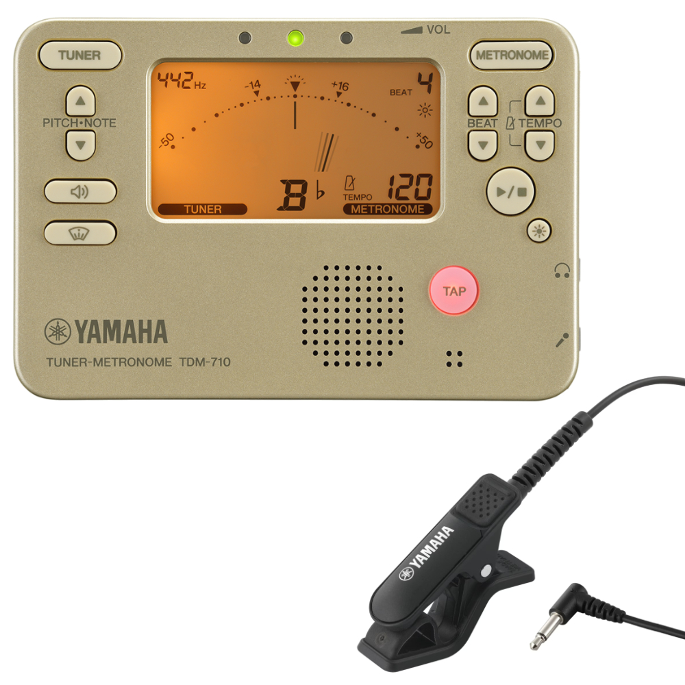 チューナー メトロノーム ヤマハ TDM-710GL ゴールド ＆ TM-40BK 吹奏楽 管楽器 弦楽器 ブラスバンド オーケストラ チューナー ＆ マイク セット