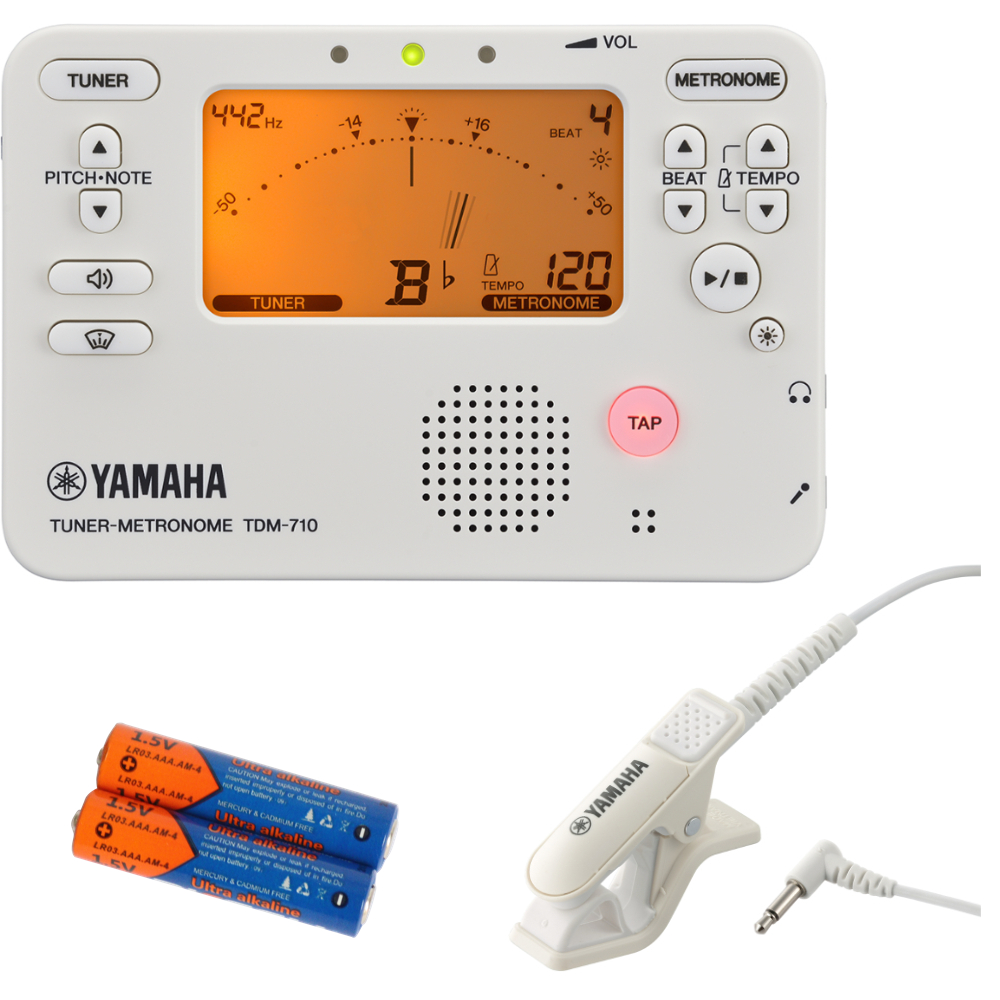 チューナー メトロノーム ヤマハ YAMAHA TDM-710IV アイボリー & TM-40IV 単4乾電池付き 吹奏楽 管楽器 弦楽器 ブラスバンド オーケストラ チューナー & マイク セット