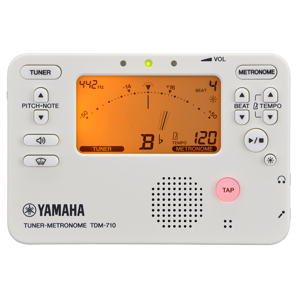 YAMAHA ヤマハ TDM-710IV アイボリー チューナーメトロノーム TM-40PK チューナーマイク 譜面台トレイラック 3点セット チューナー画像
