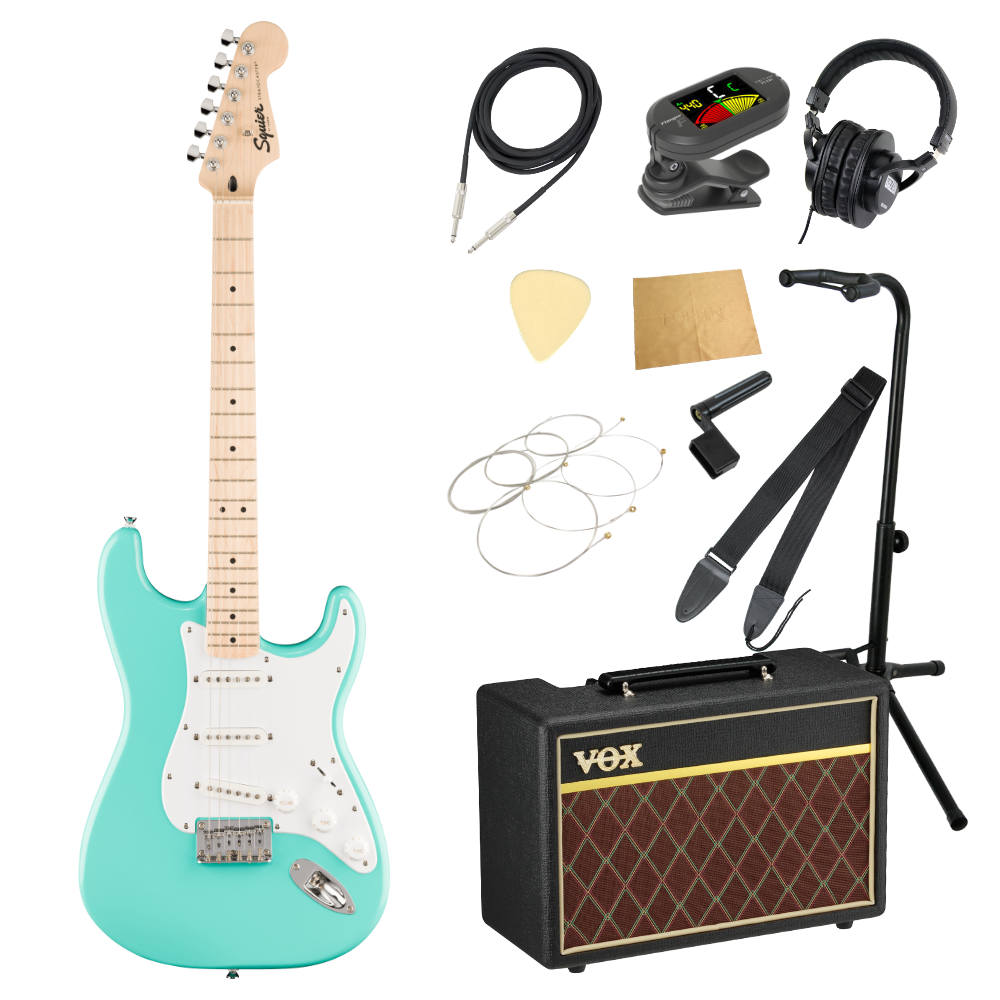 Squier スクワイア スクワイヤー Sonic Stratocaster HT MN Sea Foam Green エレキギター VOXアンプ付き 入門11点 初心者セット