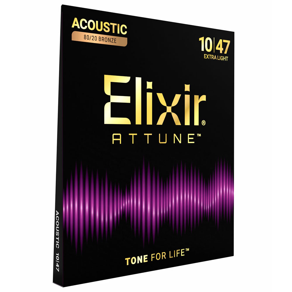 ELIXIR エリクサー 23002 ACOUSTIC ATTUNE 10-47 80/20 Bronze Extra Light アコースティックギター弦×2セット 全体