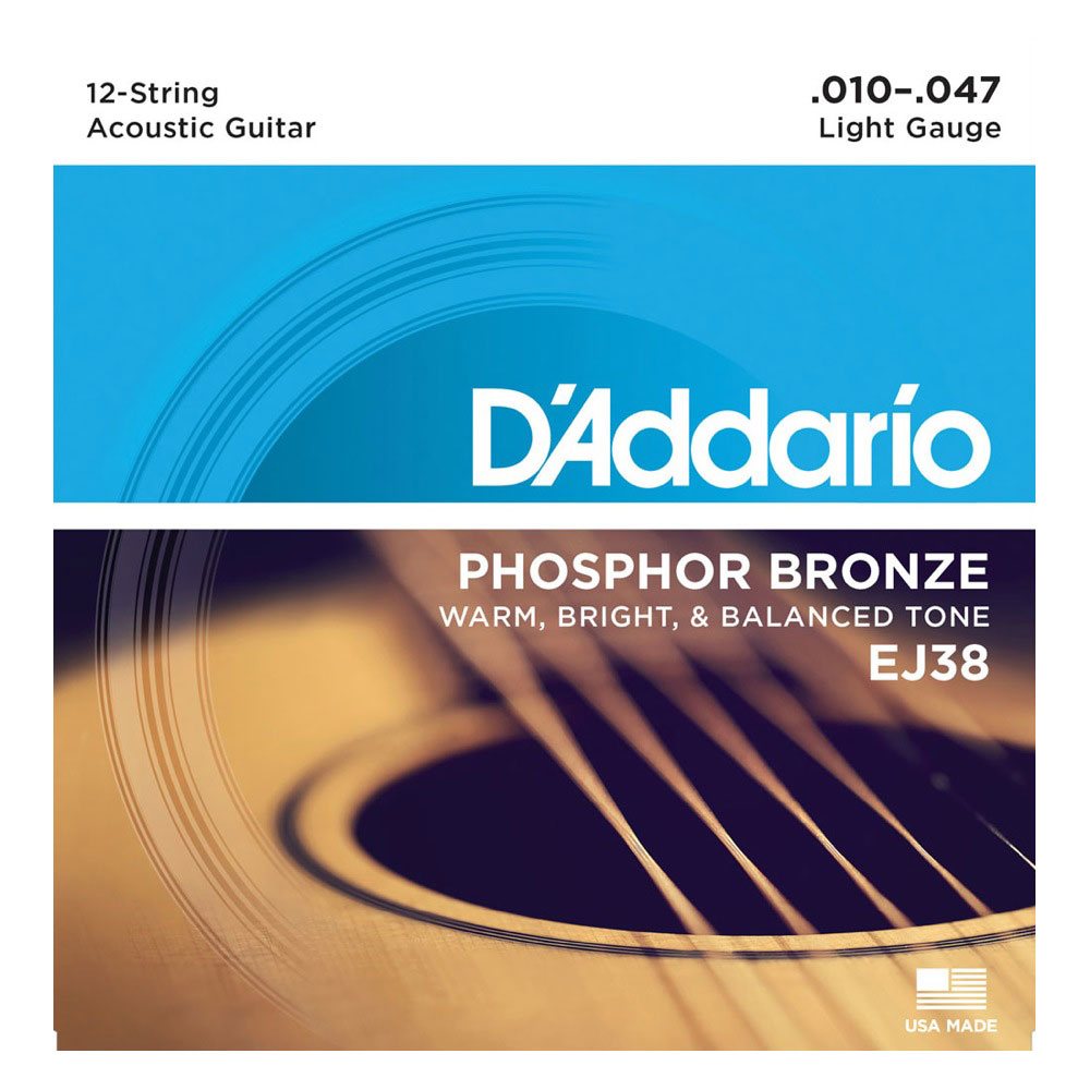 D'Addario EJ38/Light 12-String 12弦用アコースティックギター弦×3セット