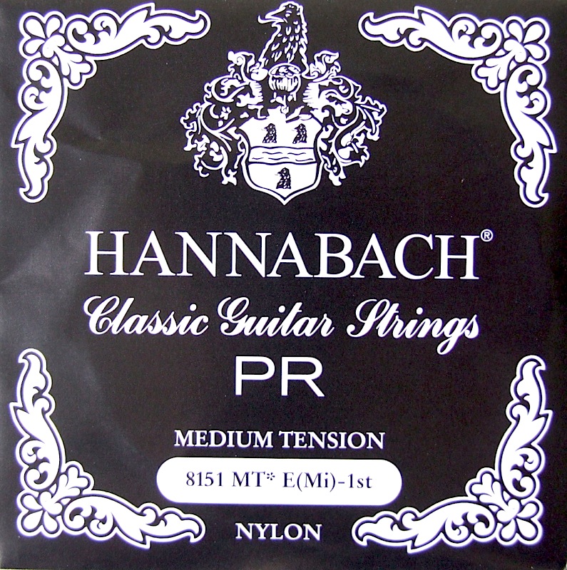 HANNABACH E8151 MT-Black E/1 1弦 クラシックギターバラ弦 1弦×6本セット