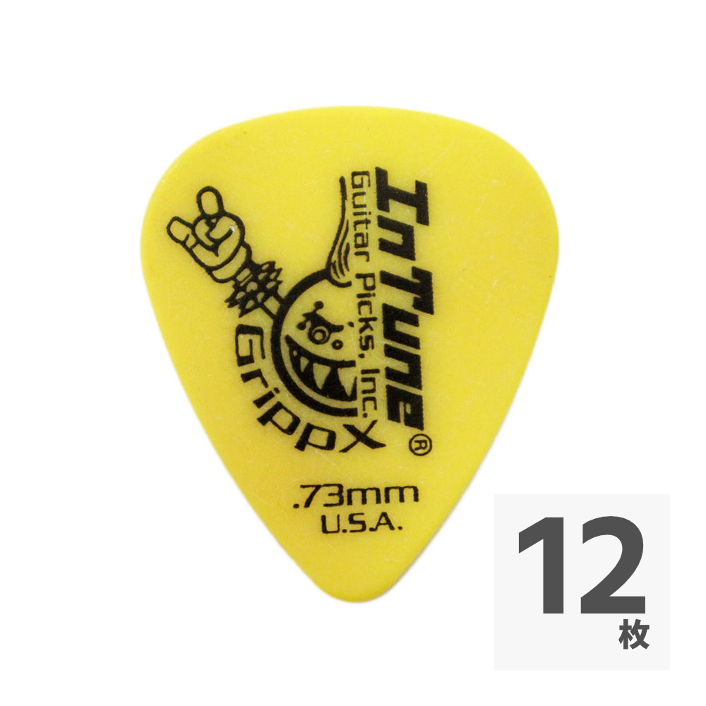 In Tune Guitar Picks DGP1-C73 GrippX-X 0.73mm Yellow ギターピック×12枚